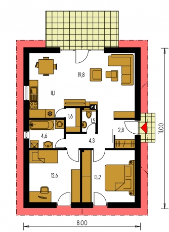 Grundriss des Erdgeschosses - BUNGALOW 13